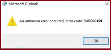 错误代码：Outlook 中的 0x80040154